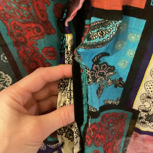 Boho Jane bohemian button up size Large patch work blouse 100 percent cotton - Picture 5 of 9